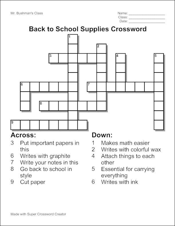 Sample-School-Crossword