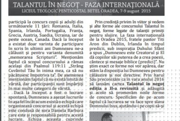 Talantul in Negot-dupa 15 ani