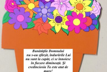 Ghiveci cu flori si verset