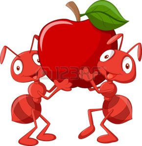 33367600-dos-hormigas-de-dibujos-animados-que-sostiene-la-manzana-roja
