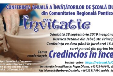 Invitație la Conferința anuală a învățătorilor de scoală duminicală/ Regionala Arad